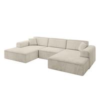 WOHNLANDSCHAFT IREA-U1-v3 - 303x171x79 cm Dunkelgrau - Ecru, Holzwerkstoff/Textil (303/79/171cm) - ALTDECOR