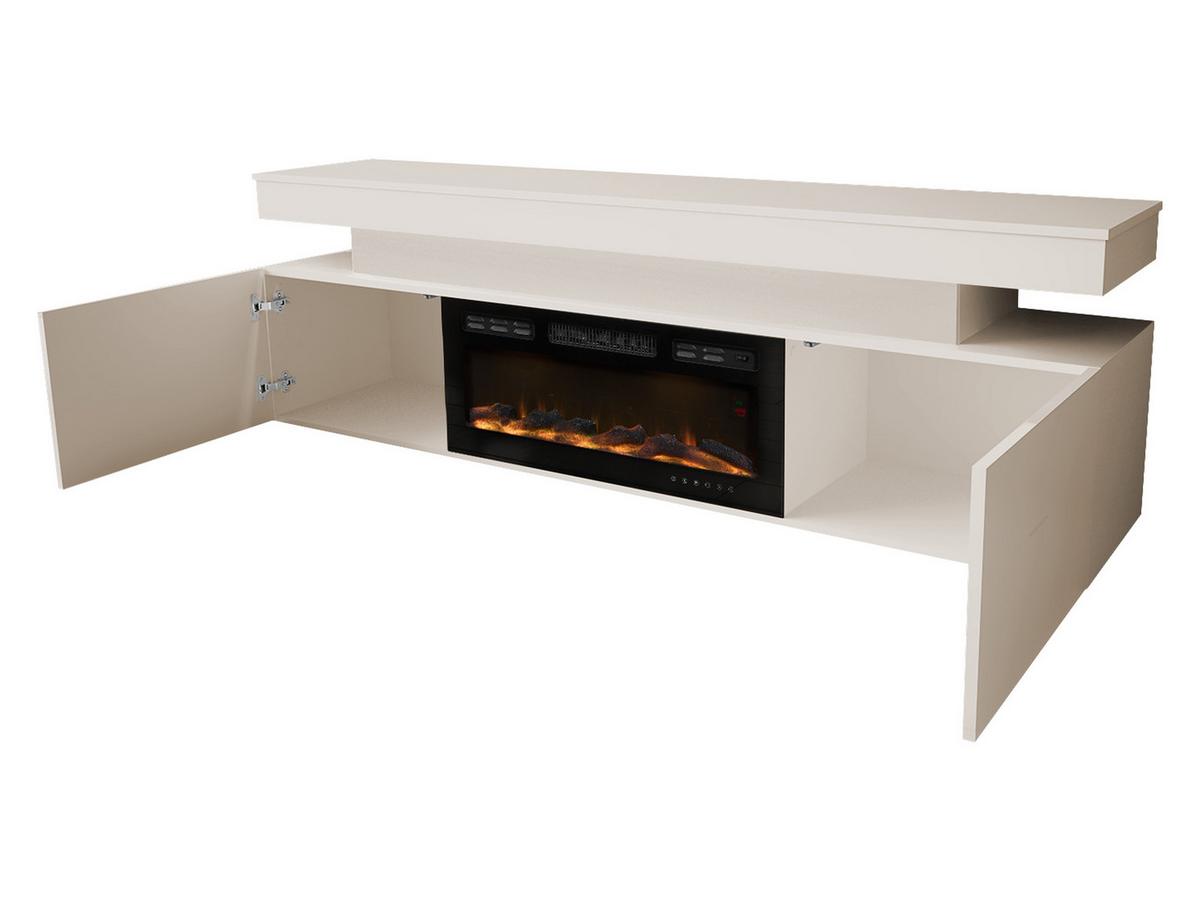 TV-LOWBOARD EF 2D Glossa Bis mit Kamin - Sandfarben, Holzwerkstoff/Kunststoff (190/59/41cm) - MIRJAN24