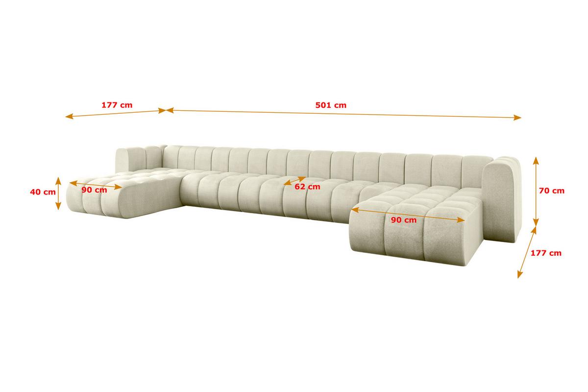 WOHNLANDSCHAFT modulares Sofa Joren-U3 - 501x177x70 cm Beige - Beige, Holzwerkstoff/Textil (501/70/177cm) - ALTDECOR