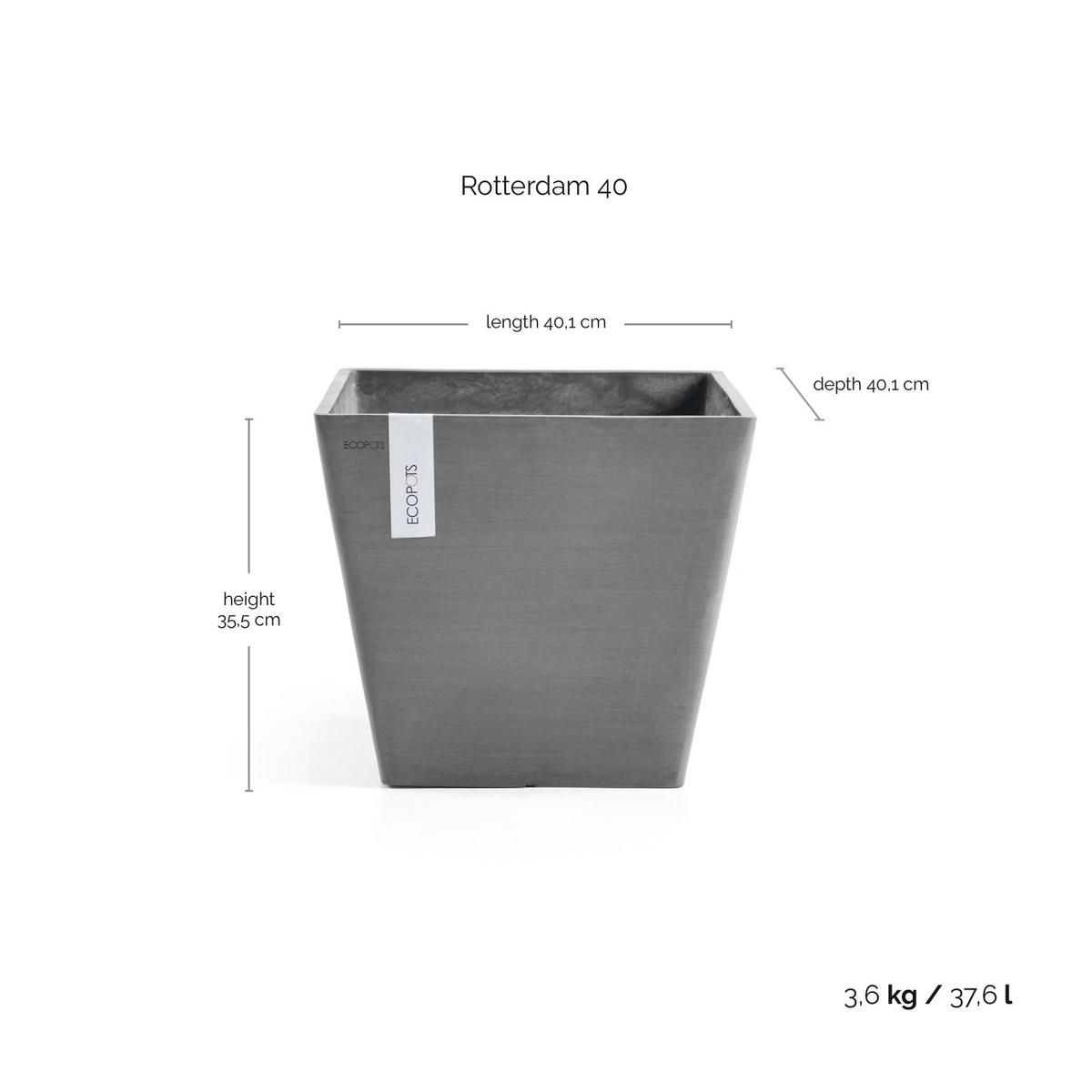 BLUMENTOPF Rotterdam 40,1/40,1/35,5 cm Grau - Grau, Kunststoff (40.1/35.5cm) - Ecopots
