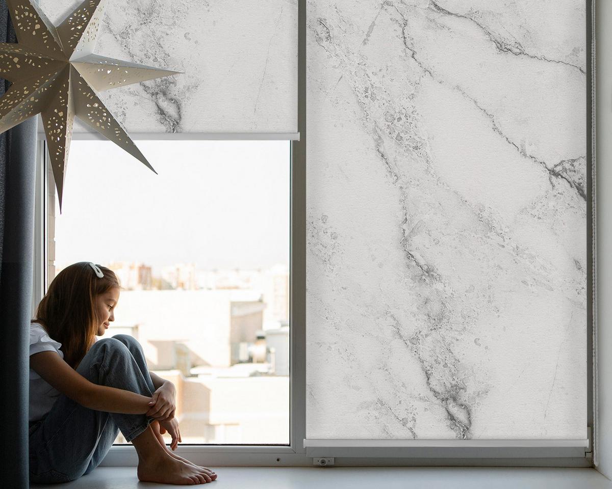 INNENROLLO - Fensterrollo - Rollo - 90x180 cm - Grauer Marmor - Grau, Kunststoff (90/180/0.5cm) - TULUP