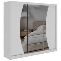 SCHWEBETÜRENSCHRANK mit Schubladen 240 - VERONA - Weiß mit Spiegel - Alufarben/Weiß, Holzwerkstoff/Metall (240/216/61cm) - MKS