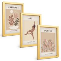 BILDER SET 3er Set - 20x30 cm Goldrahmen - Matisses stilvolle Kompositionen - Goldfarben, Kunststoff (20/30cm) - TULUP