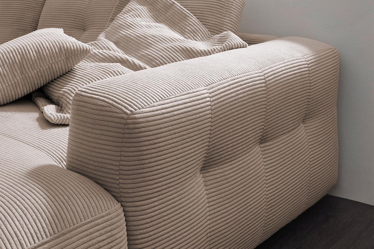 ECKSOFA MIKA Taupe Cord - Taupe/Schwarz, Kunststoff/Textil (276/167cm) - KAWOLA