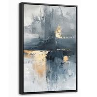 LEINWAND Bilder mit Rahmen - Kunst - Grau - Gold - Abstrakt - 20x30 - Dunkelgrau, Textil (20/30cm) - MuchoWow