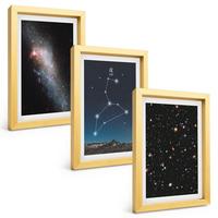 BILDER SET 3er Set - 20x30 cm Goldrahmen - Galaxie im Sternbild Löwe - Goldfarben, Kunststoff (20/30cm) - TULUP