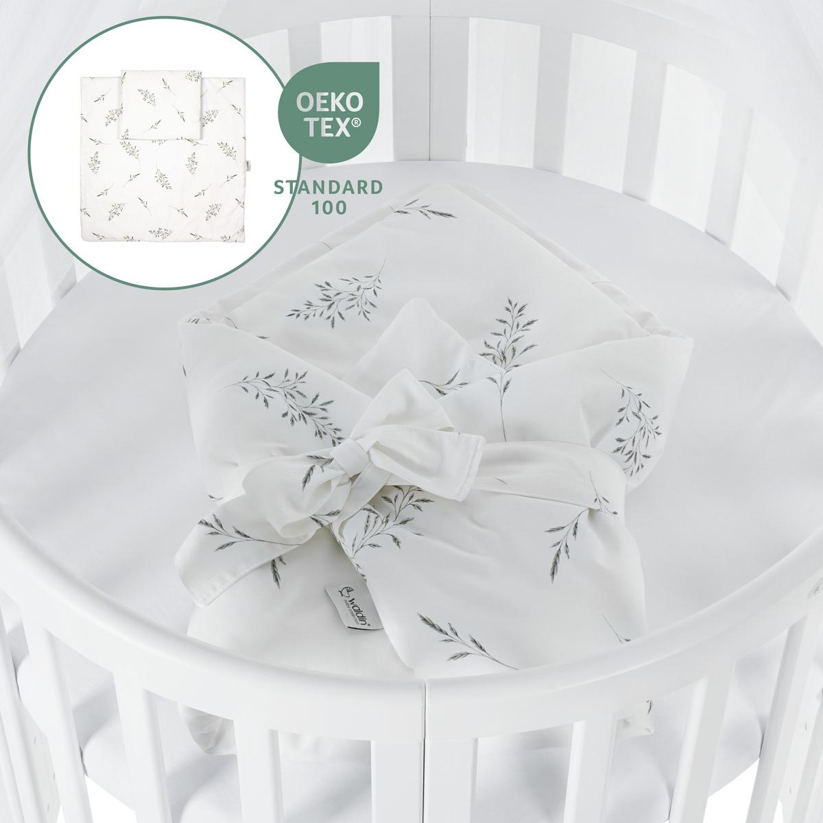 BABYBETT WHITE OVAL 7in1 mit Matratze und Himmelset - Weiß, Holz/Textil (73/125cm) - waldin