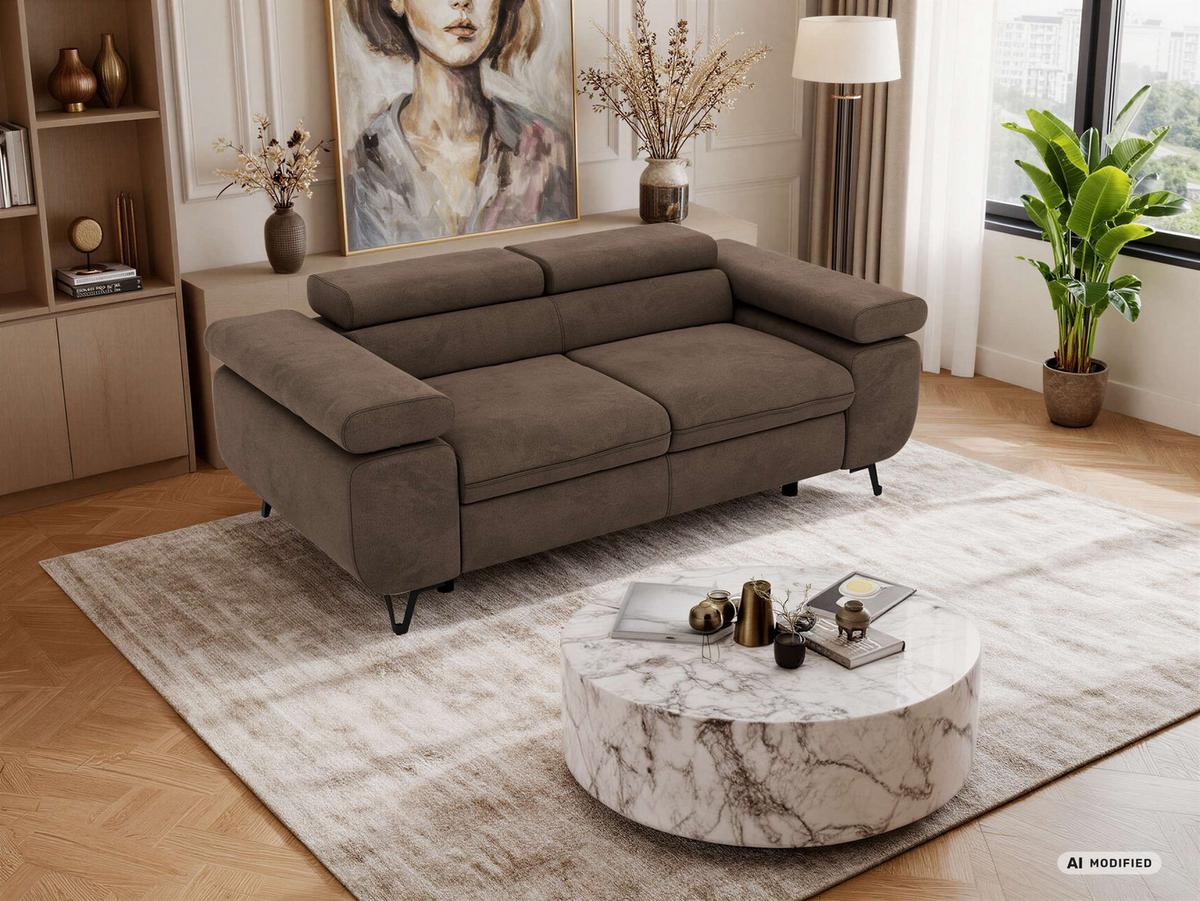2-SITZER SOFA PETER - Braun Velvet - Schwarz/Braun, Textil/Metall (200/76/99cm) - MKS
