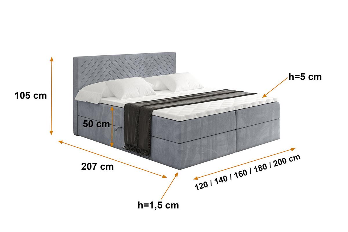 BOXBETT mit Matratze H3 und Lattenrost - VEXA - 120x200 - Grau Casablanca - Grau, Holzwerkstoff/Kunststoff (120/200cm) - ALTDECOR