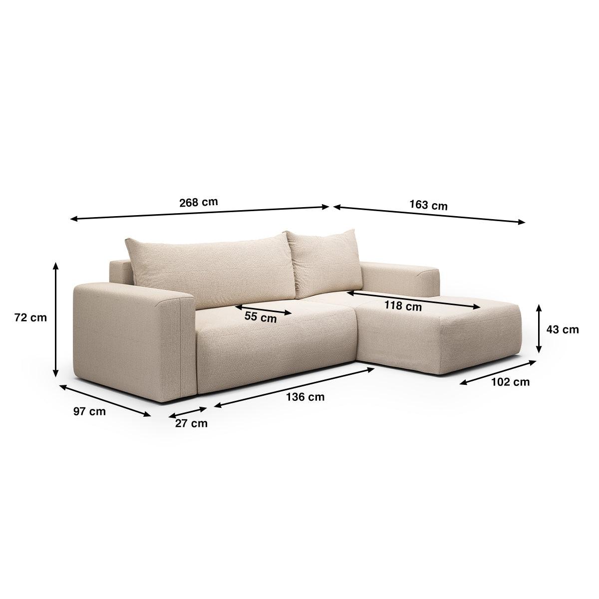 ECKSOFA Bliss 3 Sitzplätze Beige - Beige, Holz (268/163cm) - Petits-meubles
