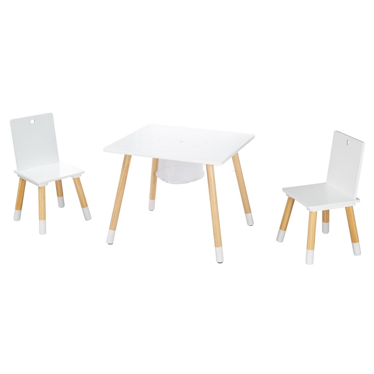 SITZGRUPPE mit Aufbewahrungsnetz - Weiß/Naturfarben, Holzwerkstoff/Textil (60/54/50cm) - Roba