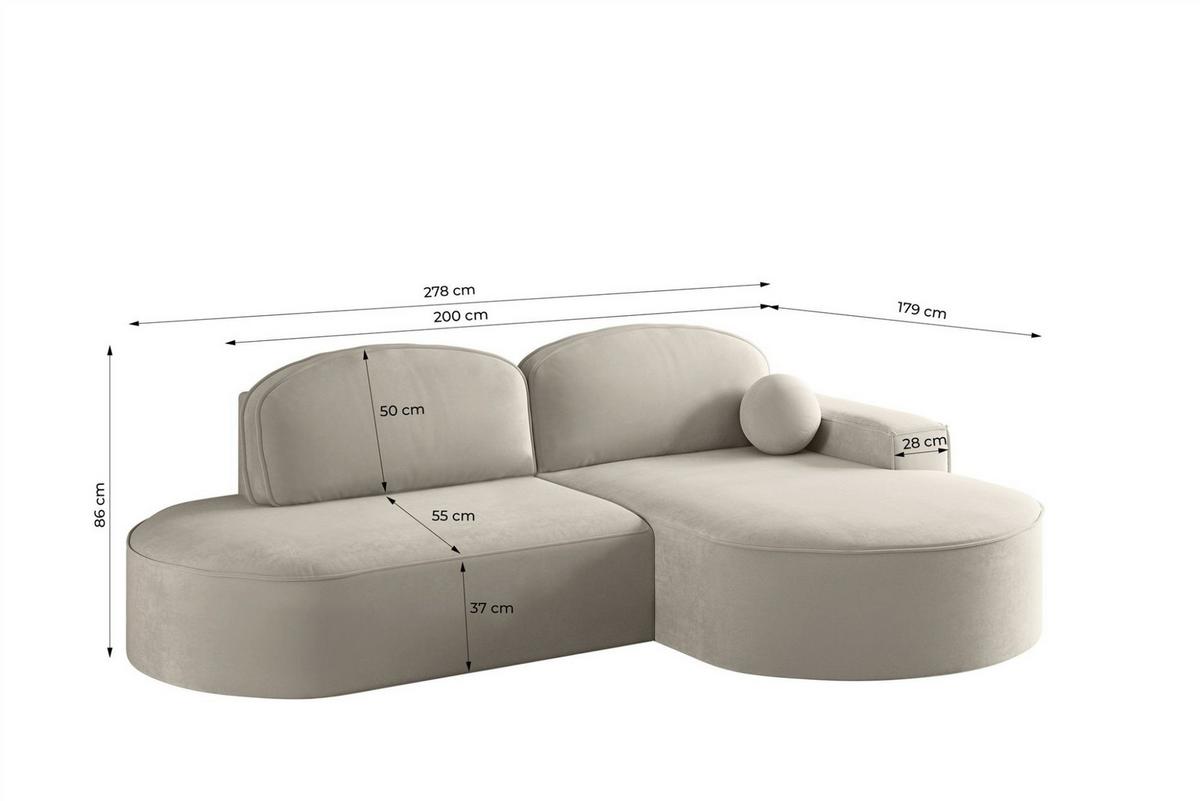 ECKSOFA Girona Mit Schlaffunktion - Creme, Holzwerkstoff/Textil (278/179cm) - Fun Möbel