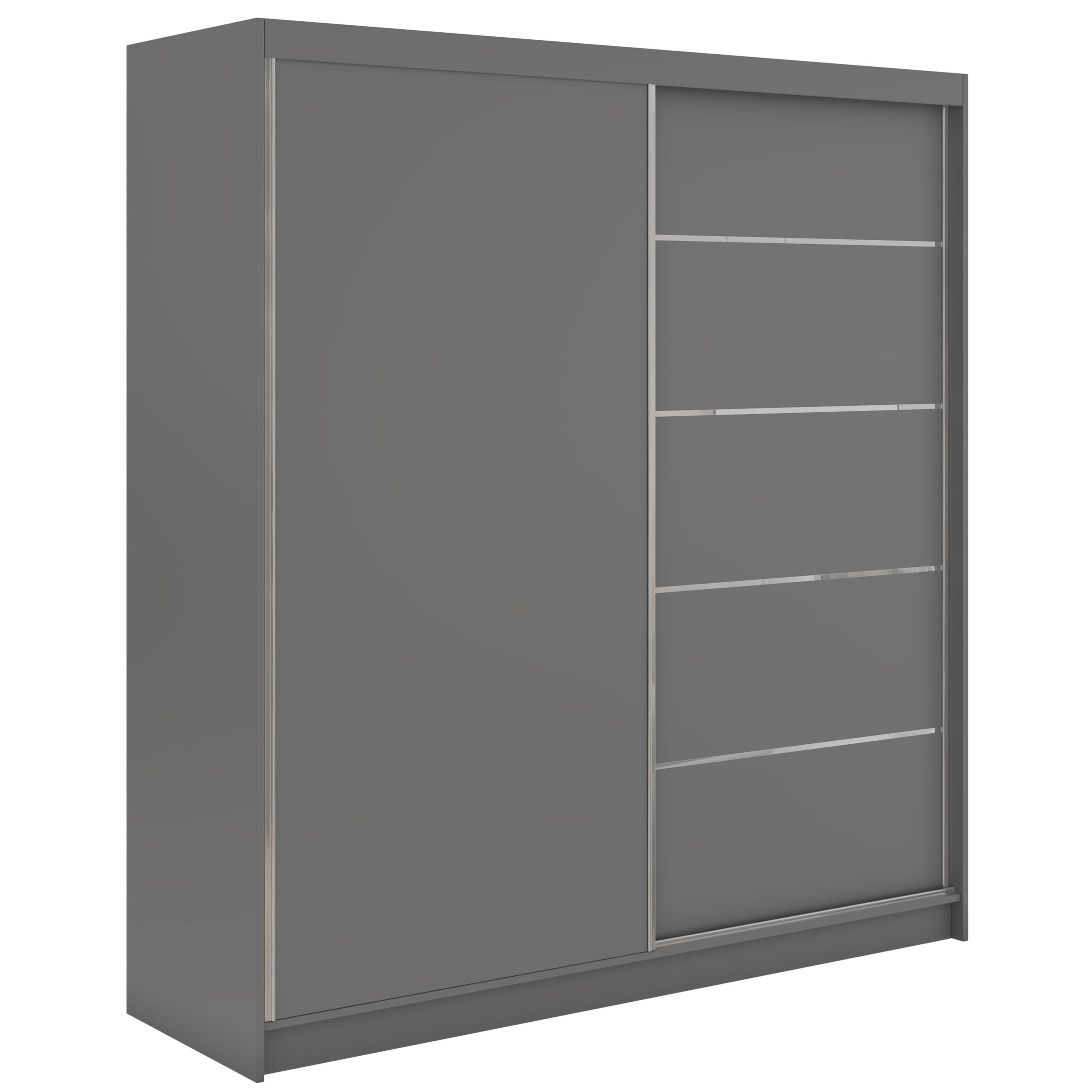 SCHWEBETÜRENSCHRANK mit Schubladen 200 - MACEDONIA - Grau - Alufarben/Grau, Holzwerkstoff/Metall (200/216/61cm) - MKS
