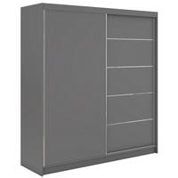 SCHWEBETÜRENSCHRANK mit Schubladen 200 - MACEDONIA - Grau - Alufarben/Grau, Holzwerkstoff/Metall (200/216/61cm) - MKS