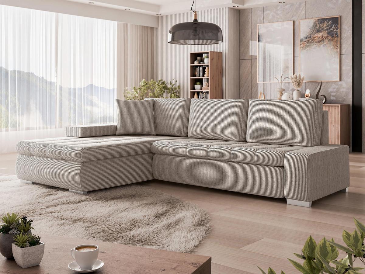ECKSOFA Orkan Mini Cord - Sahara, Holz/Textil (265/185cm) - MIRJAN24