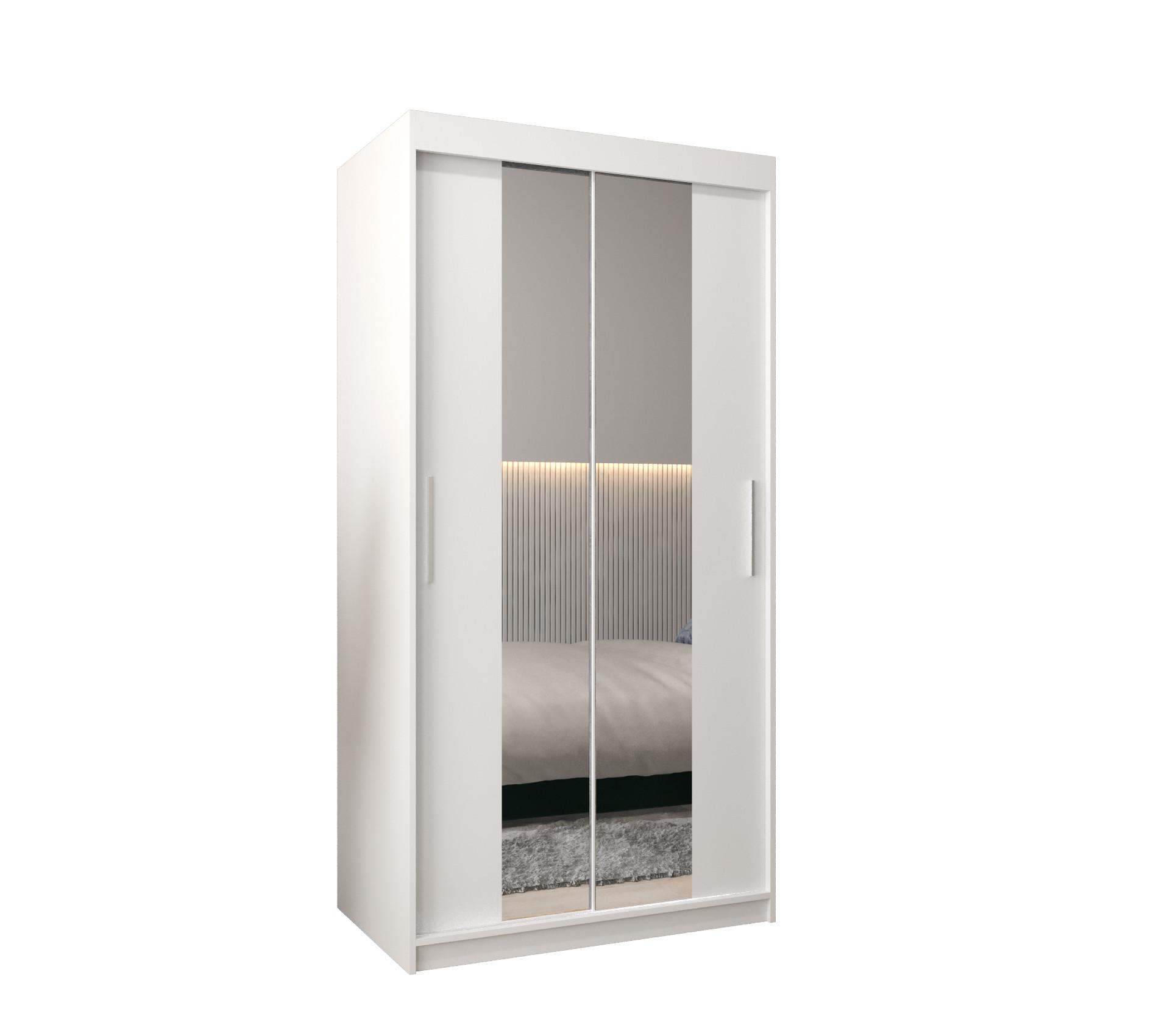 SCHIEBETÜRENSCHRANK mit Spiegel TOKYO 1 200/100/62 2-türig - Silberfarben/Weiß, Holz/Kunststoff (100/200/62cm) - MÖBEL KRYSPOL