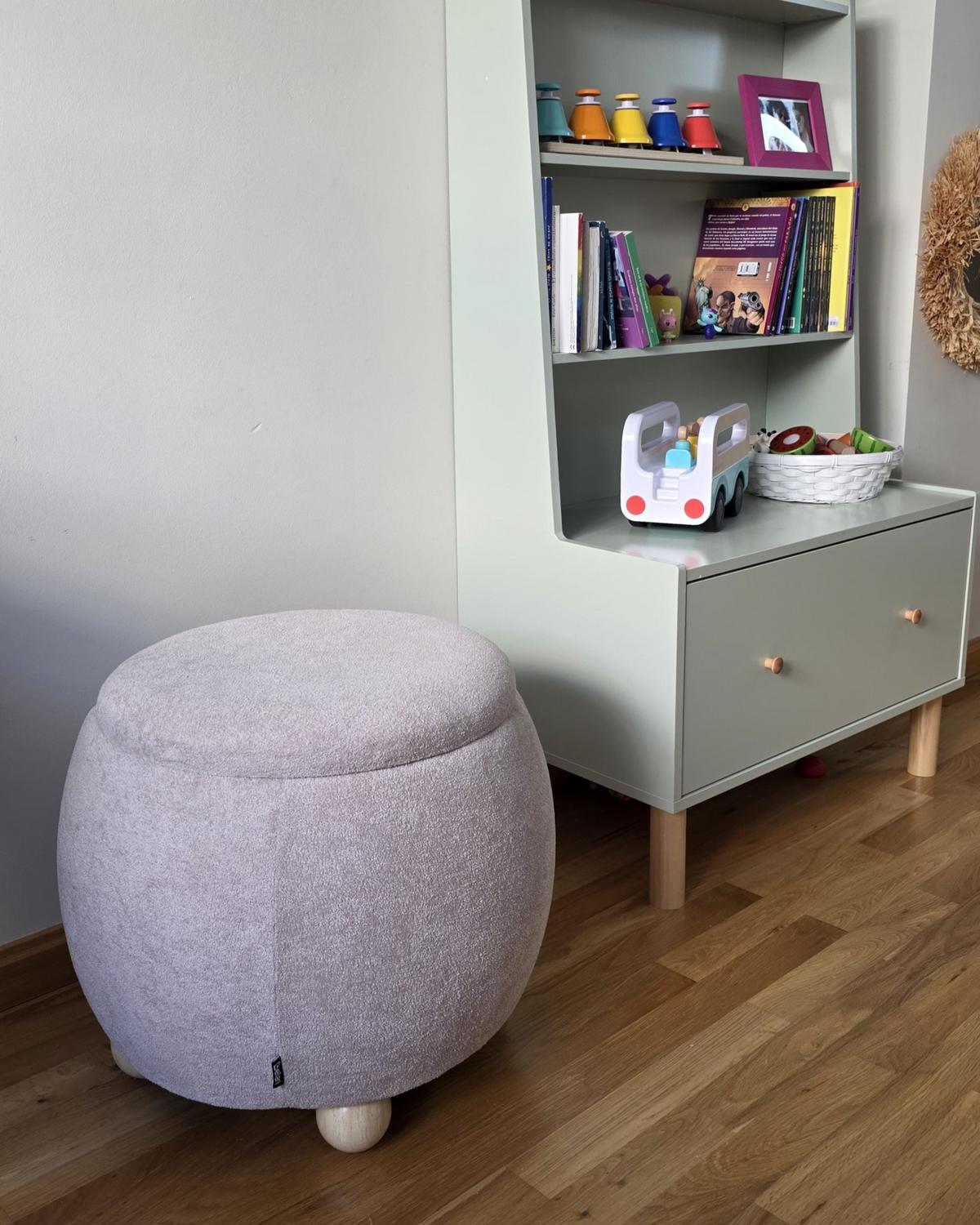 POUF mit Stauraum Bouclé Hellbeige Annabella - Beige, Textil (40/42/40cm) - Beliani