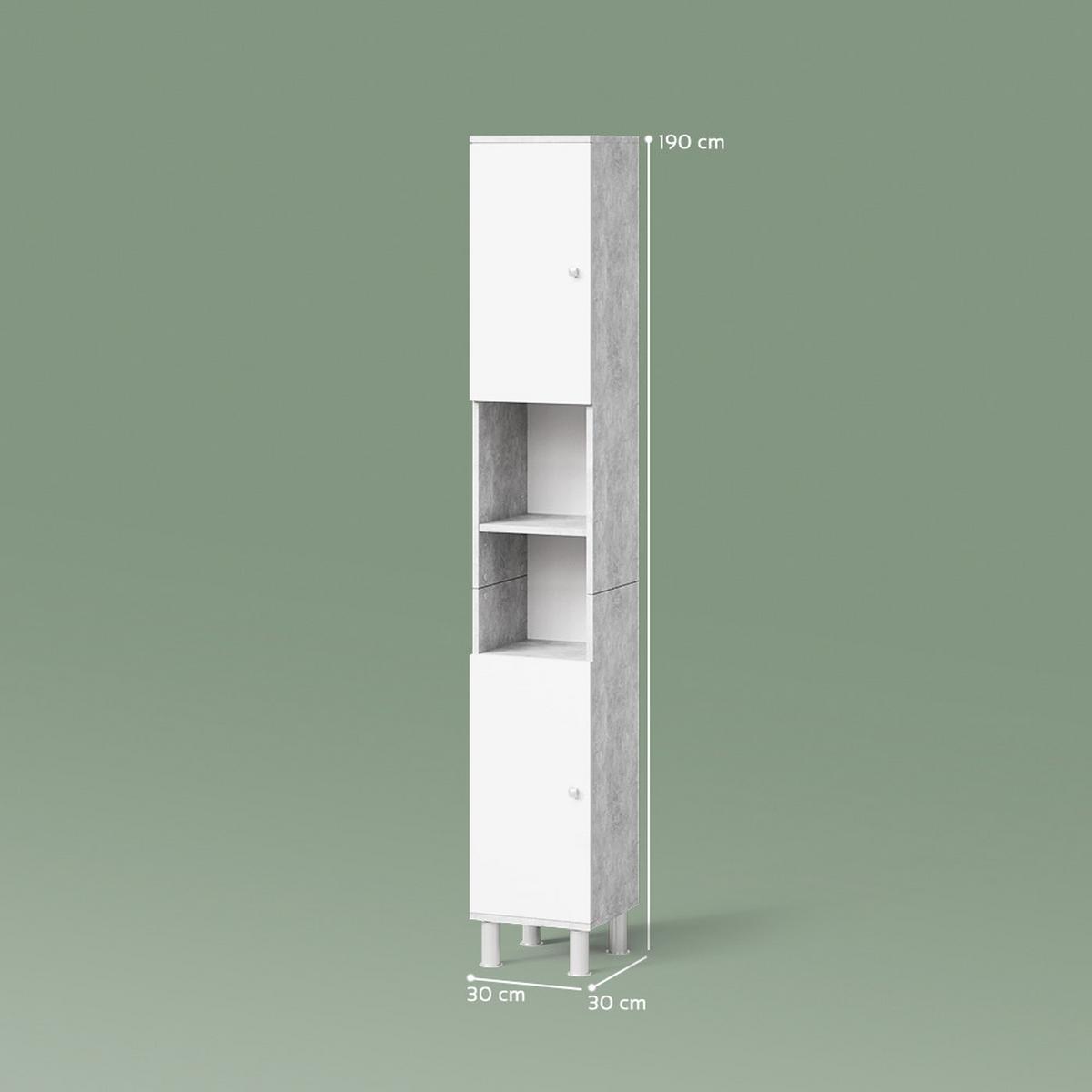 BADSCHRANK Fucino Beton 30 x 190 cm - Grau, Holzwerkstoff (30/190/30cm) - Livinity®
