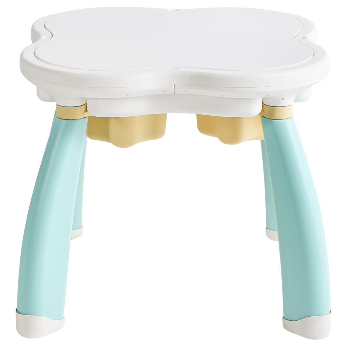 KINDERTISCH mit Stühlen Weiß/Blau Bunyan - Blau/Weiß, Kunststoff (65/55/65cm) - Beliani