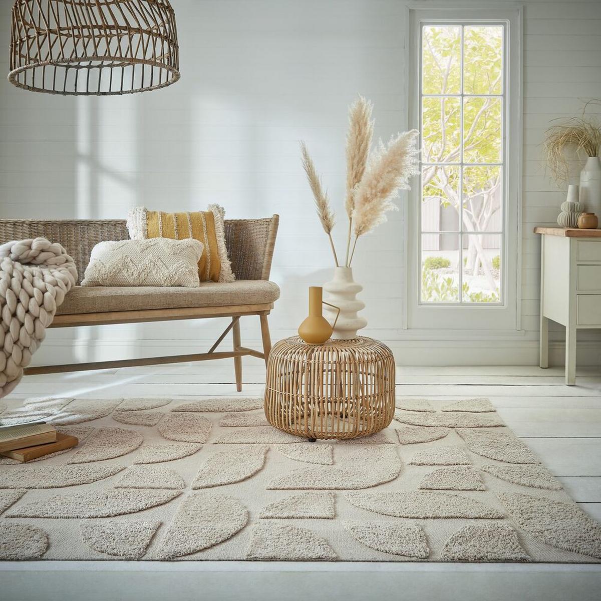 BAUMWOLLTEPPICH handgewebt ITCHEN, abstrakt, Natur, 200 x 290 cm - Beige, Textil (200/290cm) - KADIMA DESIGN