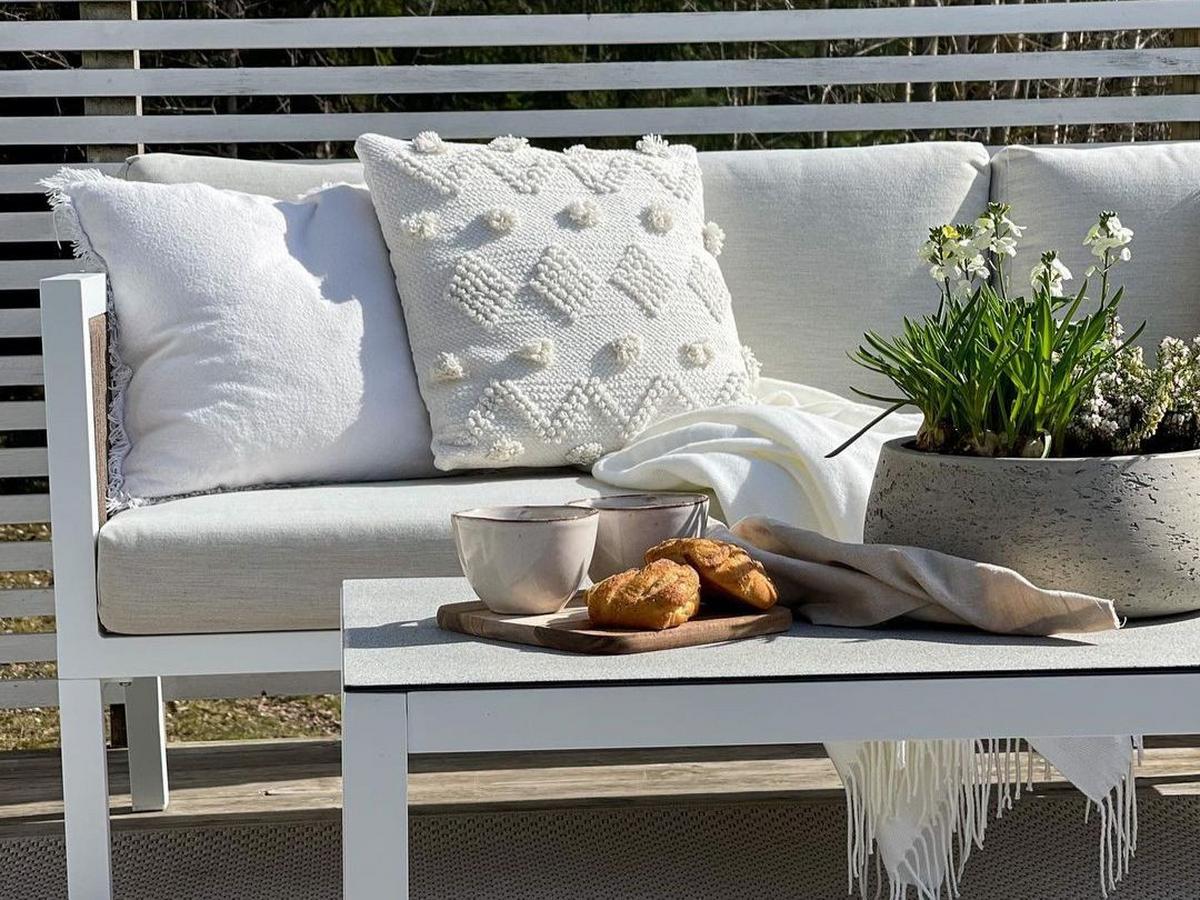 LOUNGE-SET 5-sitzer Aluminium Weiß Borello - Weiß, Metall - Beliani