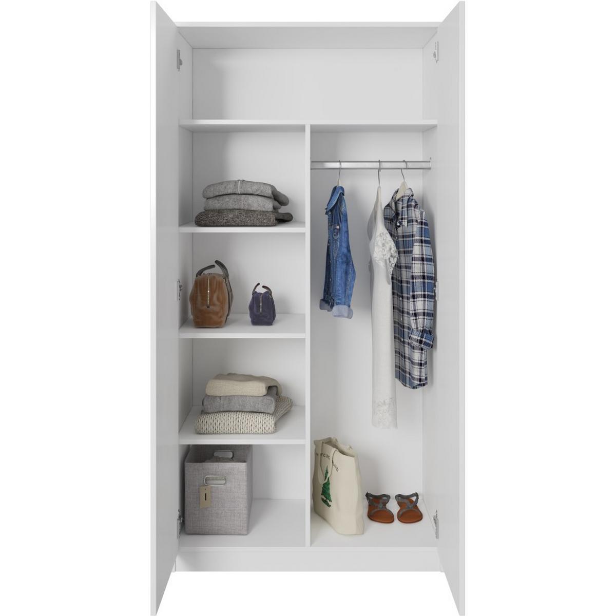 DREHTÜRENSCHRANK Classic mit 2 Türen, ohne Schubladen, 90 cm, Weiß - Weiß, Textil (90/180/50cm) - Beautysofa