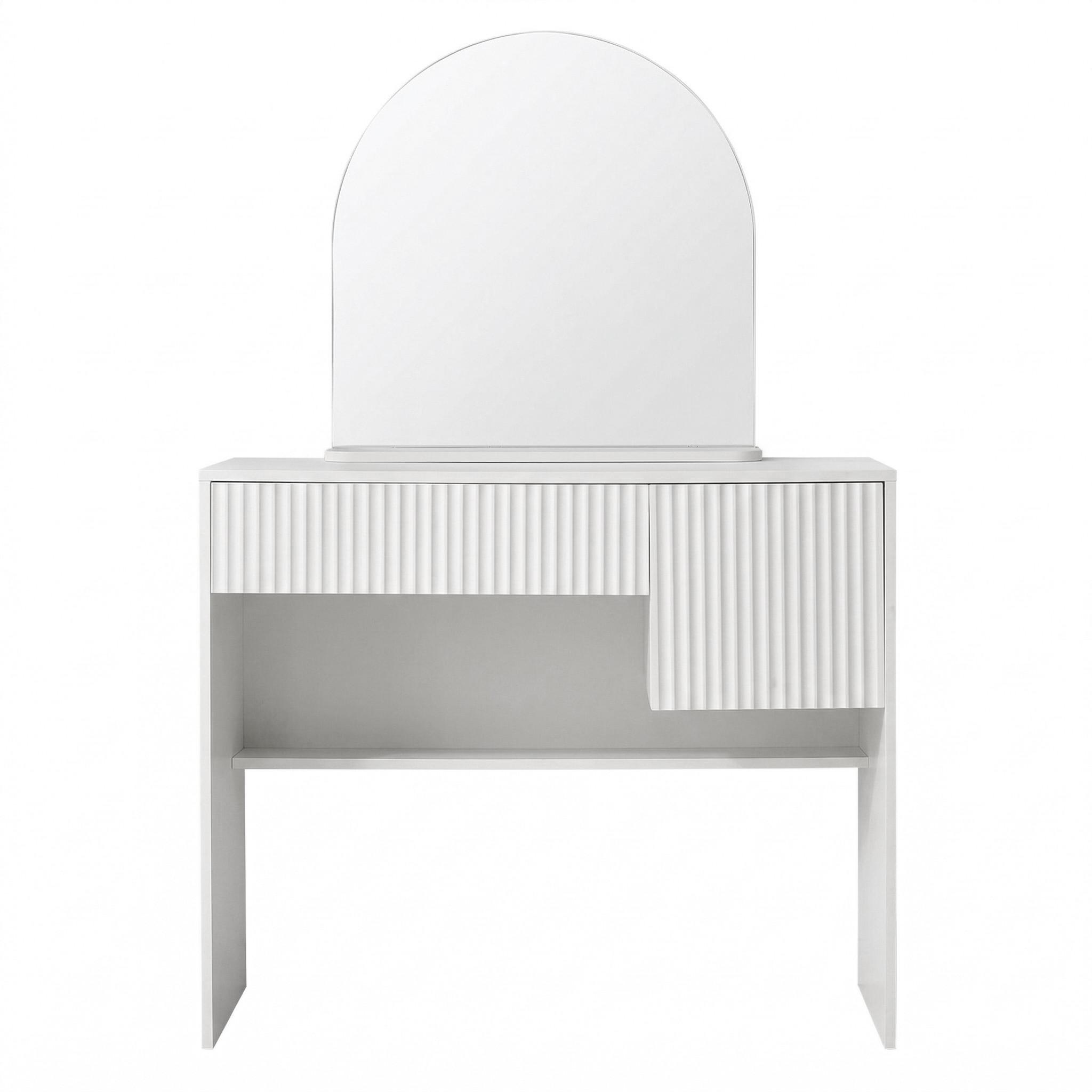 SCHMINKTISCH weiß mit Spiegel Schubladen modern - Weiß, Holzwerkstoff (90/135/40cm) - Urban Meuble
