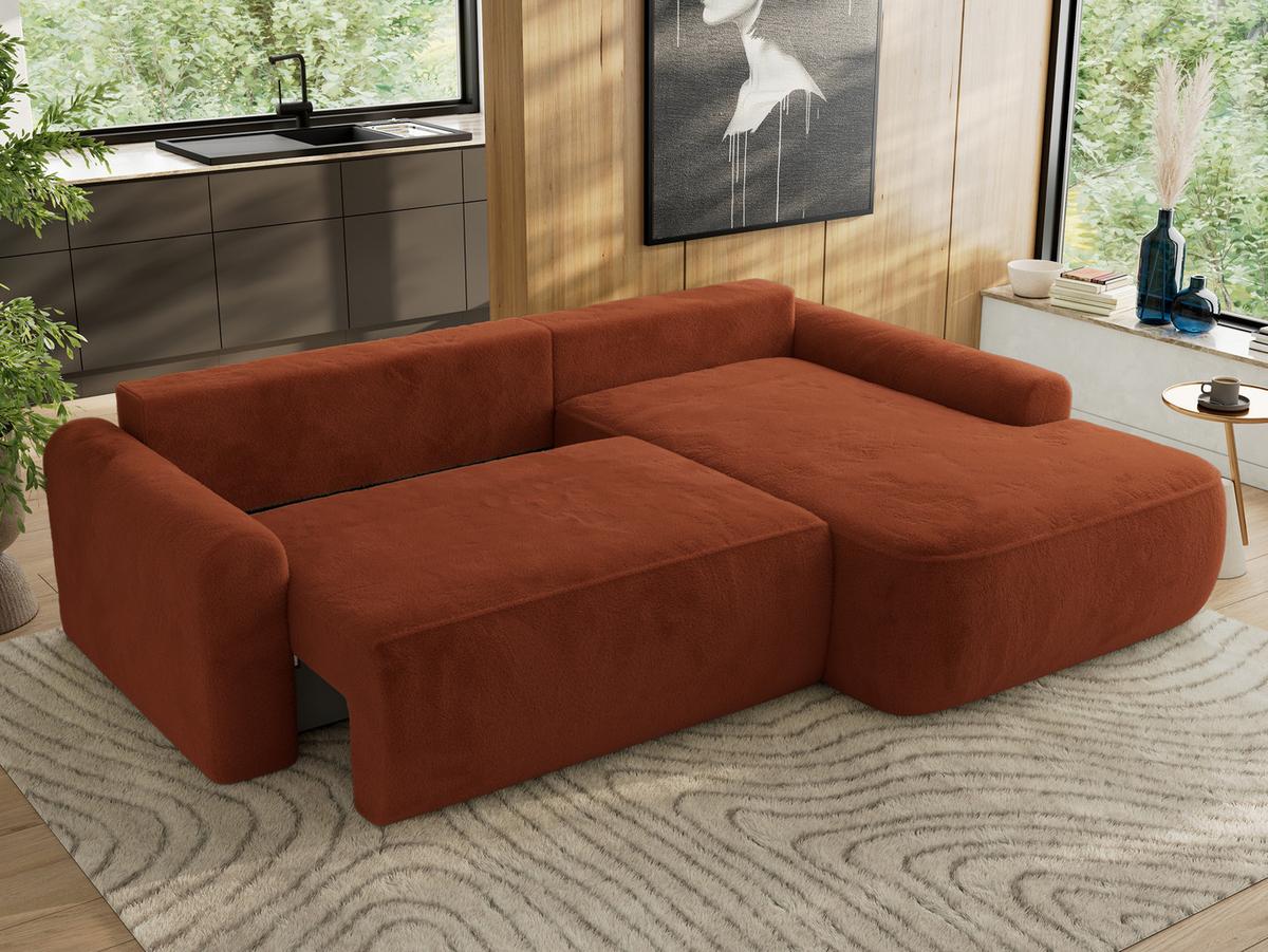 ECKSCHLAFSOFA CUBO L Orange Plüsch - rechts - Schwarz/Orange, Kunststoff/Textil (187/273cm) - MKS