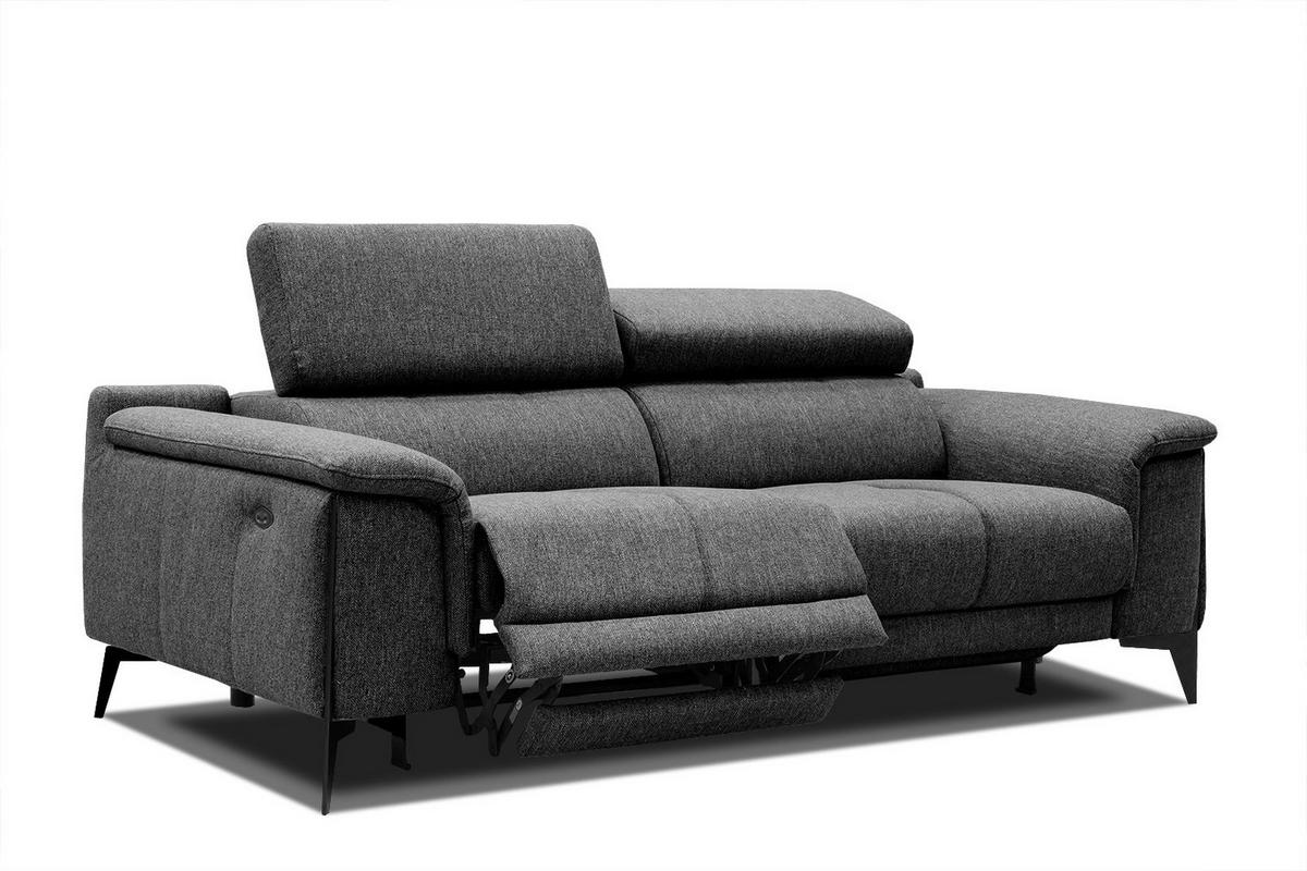 RELAXSOFA MATERA 3-Sitzer mit 2 Relaxfunktionen, schwarz - Schwarz, Holzwerkstoff/Textil (212/82/103cm) - Wozimo