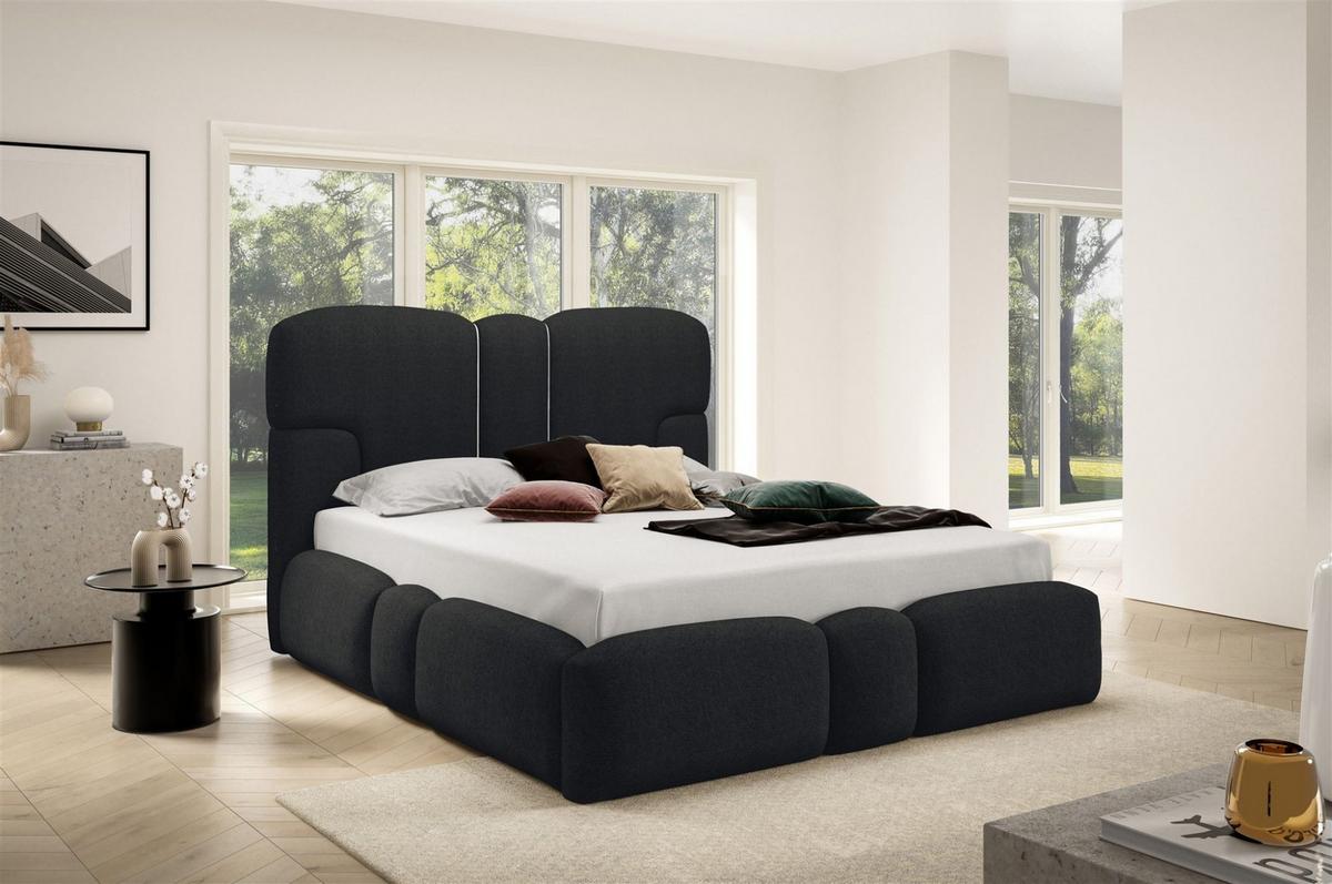 POLSTERBETT Jordan - Schwarz, Holzwerkstoff/Textil (140/200cm) - Fun Möbel