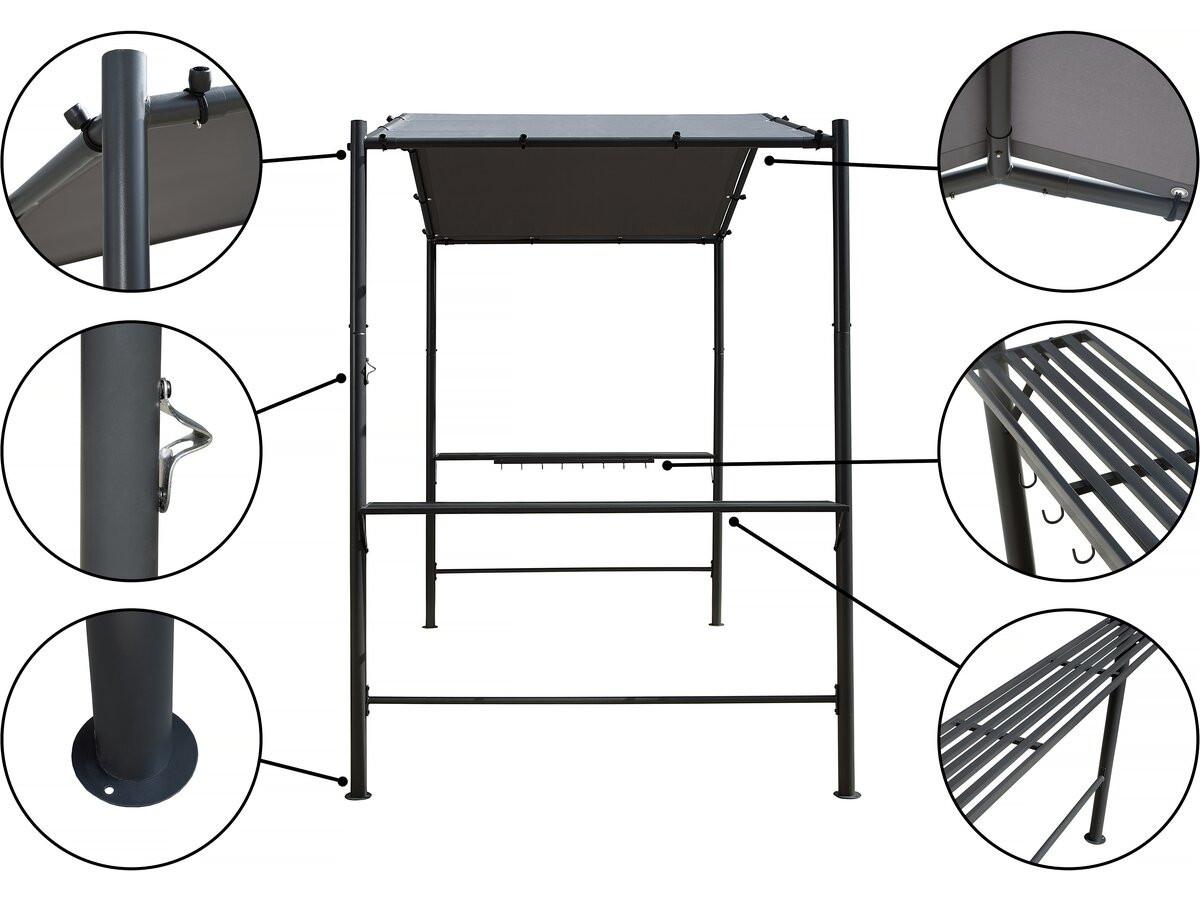 PERGOLA - MARKISE pergola tonnelle pour barbecue - 277 x 149 cm - anthracite Anthrazit - Grau, Metall (149/232/277cm) - Habitat Garten
