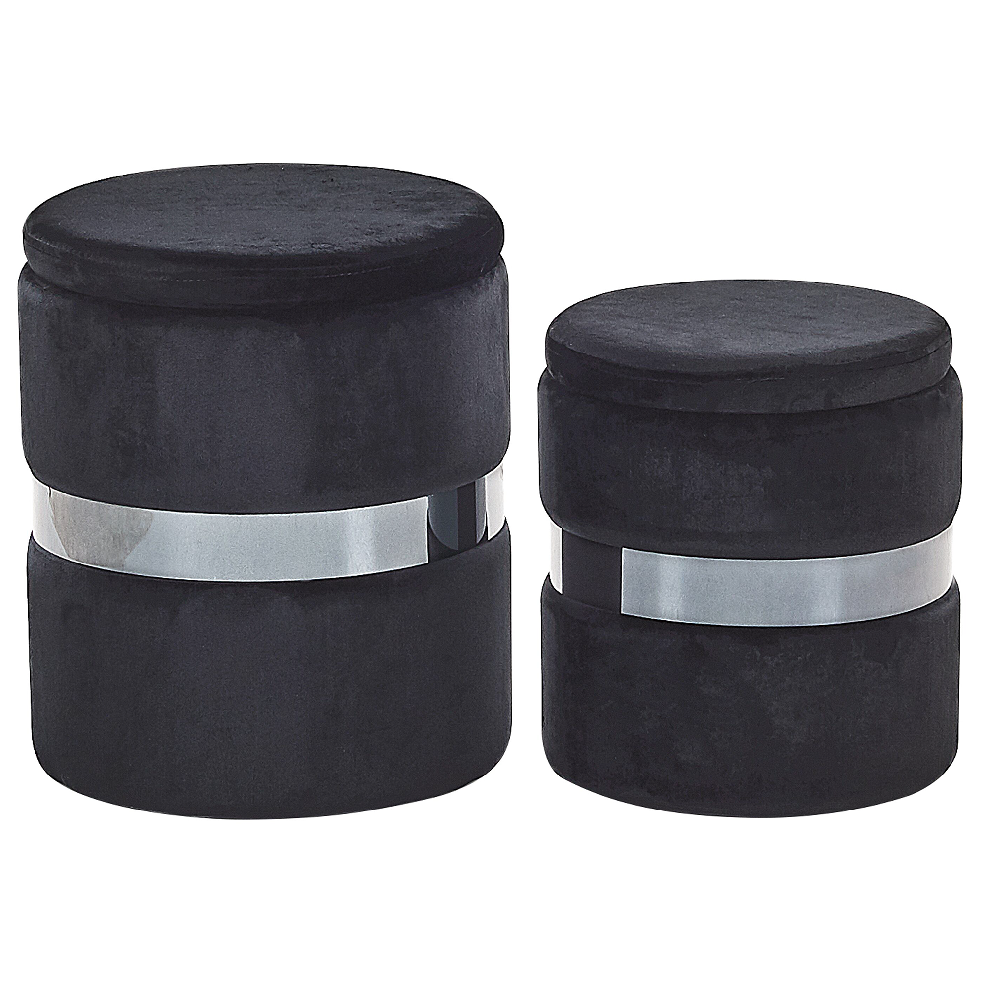 POUF Doris 35-30/35-30/44-36 cm - Schwarz, Textil (35/36/35cm) - Beliani
