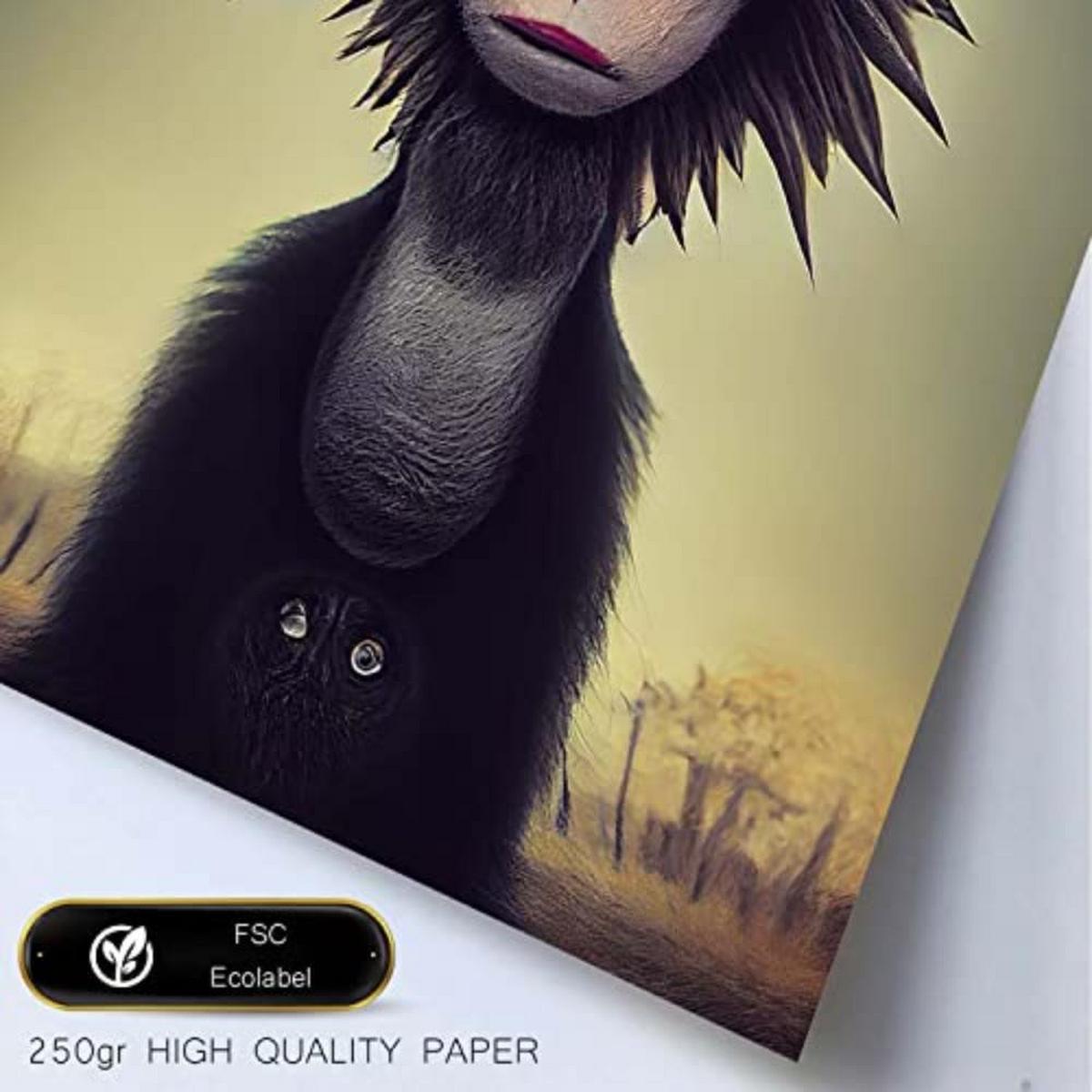 POSTER Set mit 4 Savanne Tier im T Burton Goth Stil A4 Rahmenlos - Klar, Papier (29.7/3cm) - Nacnic