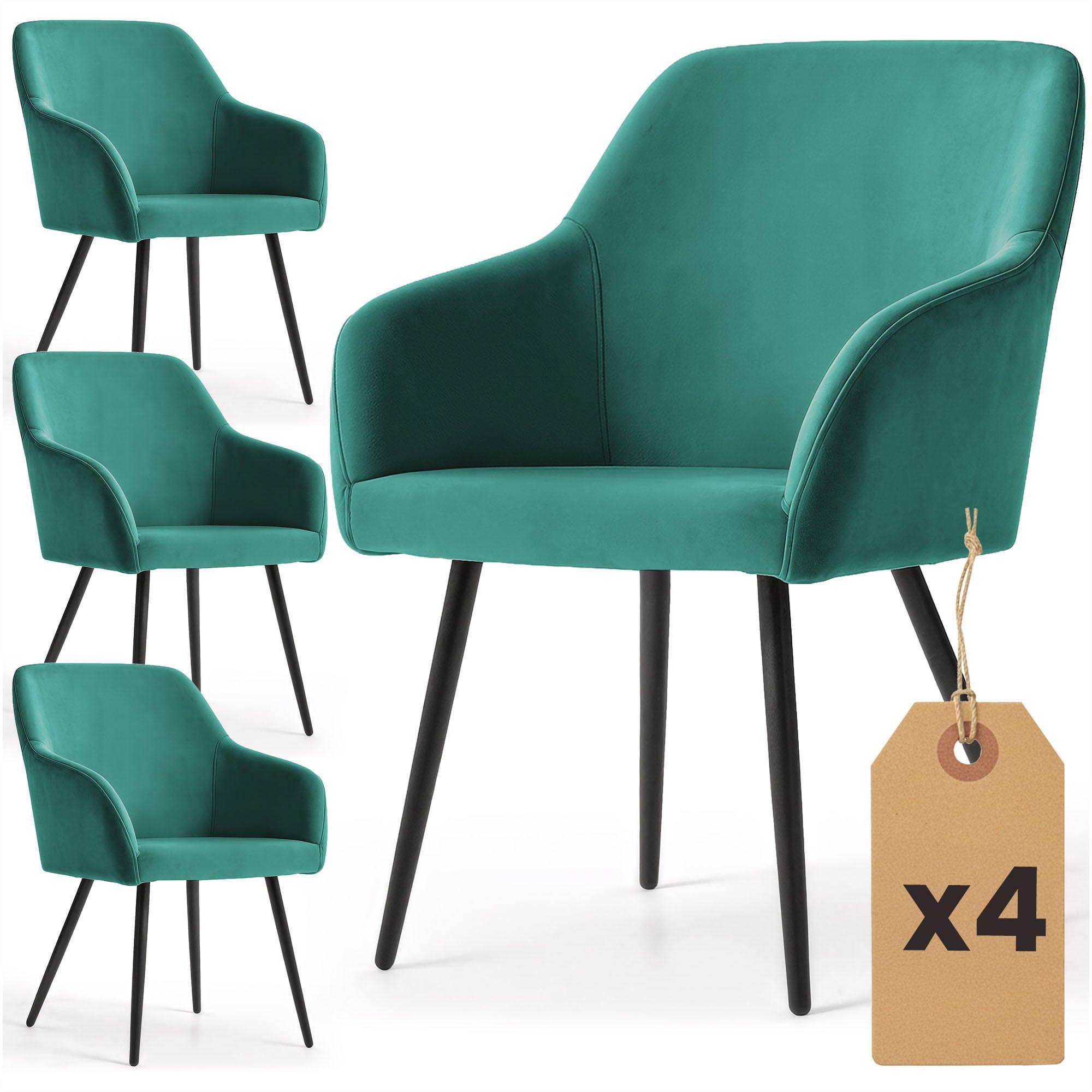 POLSTERSTUHL 4er Set, Metallbeine Grün, Schwarz 54,5/83/58 - Schwarz/Grün, Textil (55/83/51cm) - RAUMHIRSCH FURNITURE