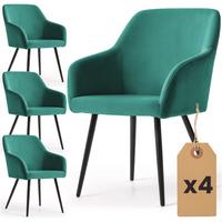 POLSTERSTUHL 4er Set, Metallbeine Grün, Schwarz 54,5/83/58 - Schwarz/Grün, Textil (55/83/51cm) - RAUMHIRSCH FURNITURE