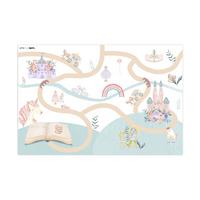 KINDERTEPPICH Prinzessin - Schloss - Blumen - Einhorn - Mädchen Spielmatte 135x90 cm - Weiß, Kunststoff (135/0.3cm) - OnlyWow
