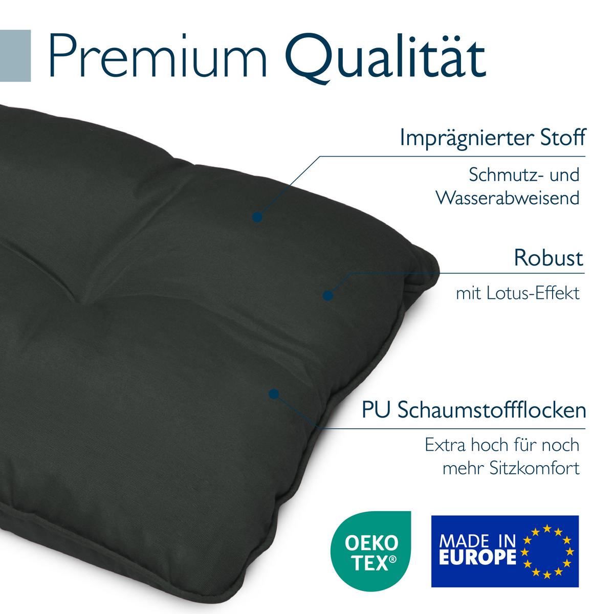 LOUNGEKISSEN Flair Outdoor Sitz 50x50x10cm mit Rücken 50x40x12cm Graphitgrau (2tlg) - Graphitfarben, Textil (50/50cm) - Beautissu 
