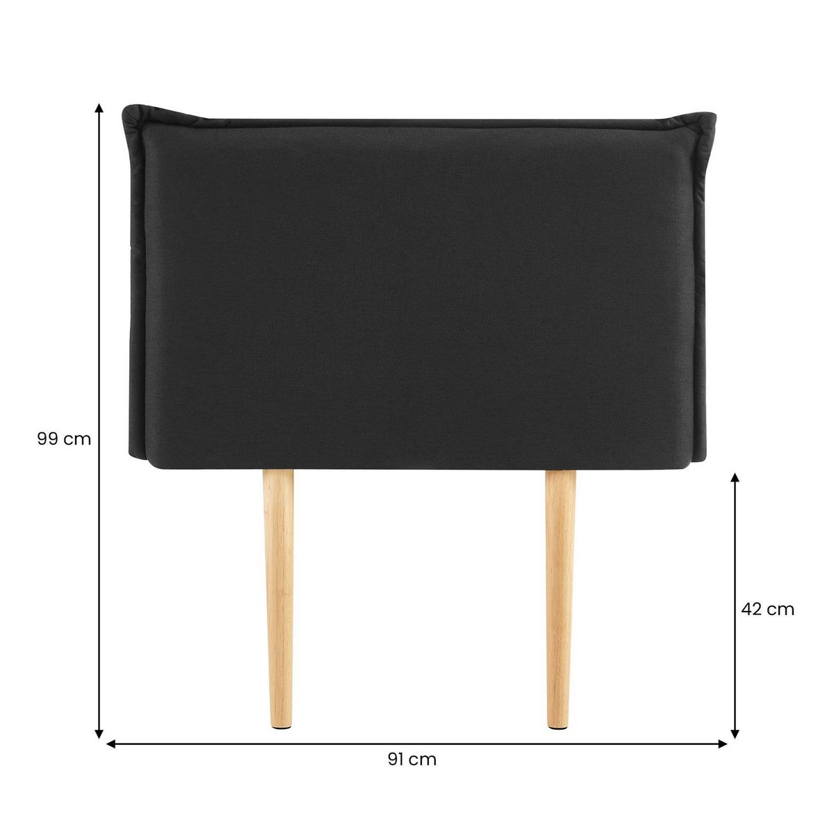 KOPFTEIL NERINA 90x190 cm schwarz - Schwarz, Textil (91/99/7cm) - IDIMEX