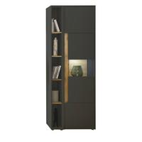 AKTENSCHRANK Set 2-teilig Grau, Eiche Wotan, Regal-Vitrine-Kombination mit 5 Ordnerhöhen - Eichefarben/Eiche Wotan, Holz/Holzwerkstoff (70/200/40cm) - Furn.Design