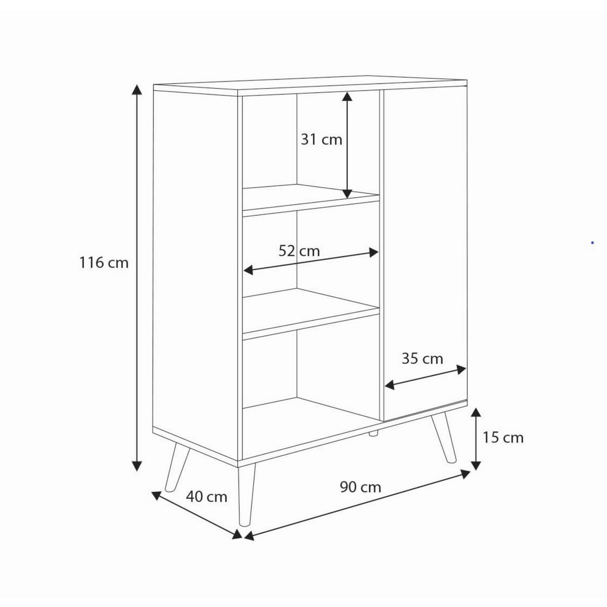 BÜCHERREGAL Fondi - Weiß, Holzwerkstoff (90/116/40cm) - RAUMHIRSCH FURNITURE