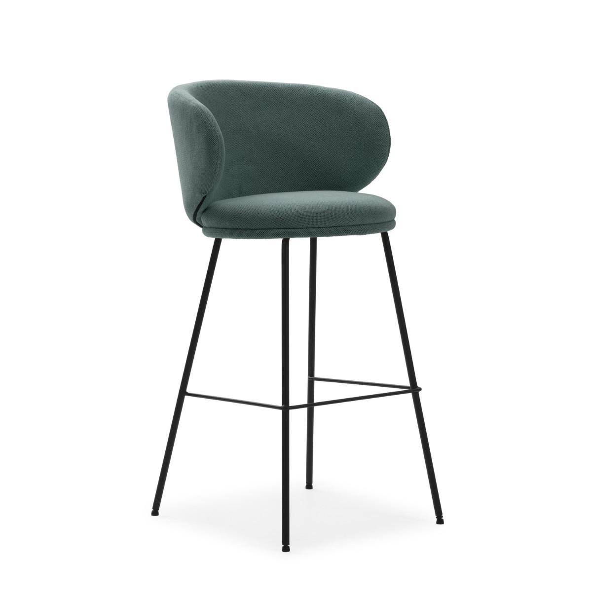 BARHOCKER (Set aus 2) aus Stoff mit schwarzen Metallbeinen - rush 56/53/65 cm - Grün, Textil (53/65/56cm) - Calicosy