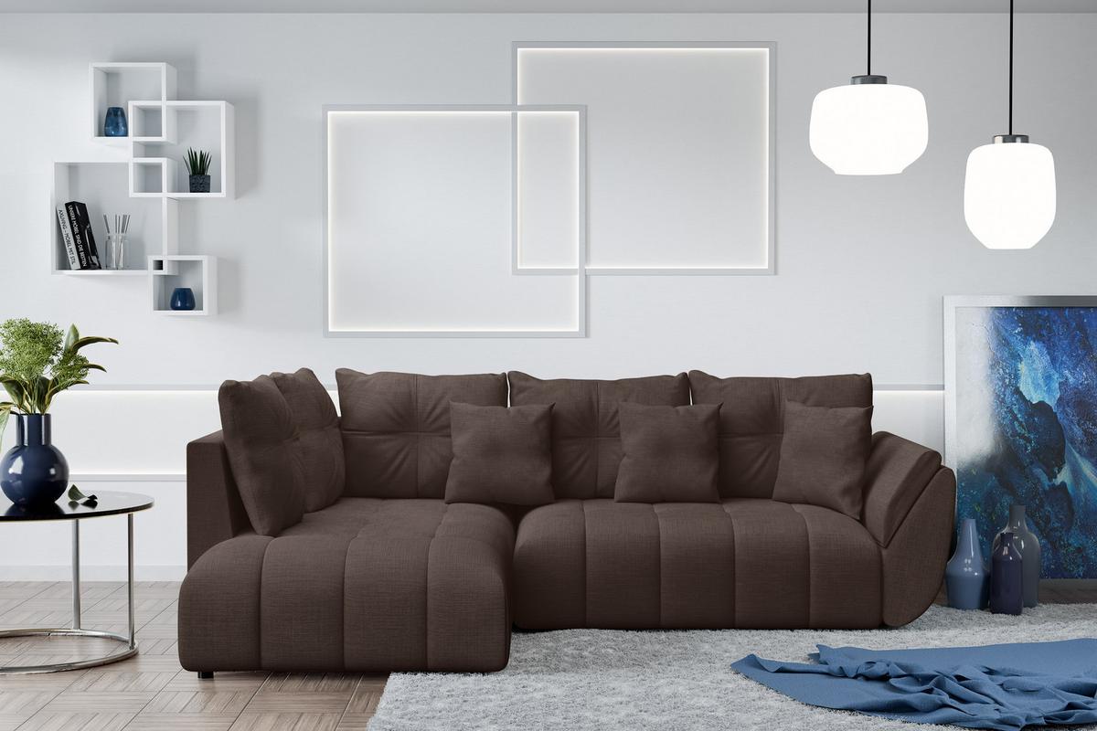 ECKSOFA L Form Corleone Braun 268/192/96 cm mit Schlaffunktion - Schwarz/Braun, Kunststoff/Textil (268/192cm) - AX Living