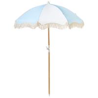 SONNENSCHIRM 155 cm Hellblau Mondello - Blau/Weiß, Holz (155/155cm) - Beliani