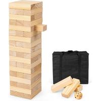 RIESEN Wackelturm 54 Blöcke Holz - Apfelbaumfarben, Holz (5/16/4cm) - COSTWAY