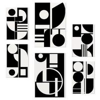 POSTER Set Mit 6 Bauhaus Schwarz Geometrisch A3 & A4 Rahmenlos - Klar, Papier (29/3cm) - Nacnic