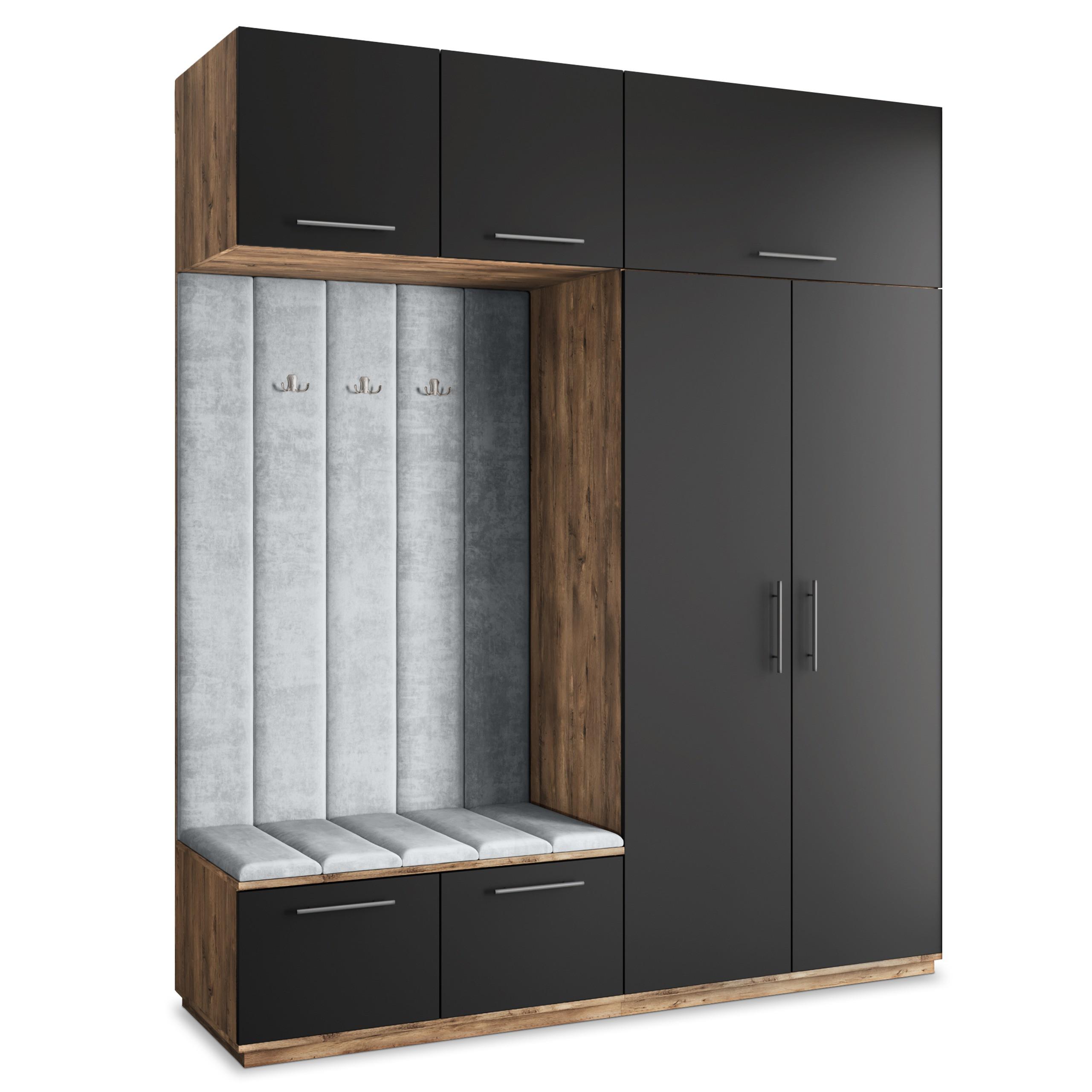 GARDEROBENSCHRANK REMA 200/240/60 cm Modern Eichefarben - Eichefarben/Hellgrau, Holzwerkstoff (200/240/60cm) - MASSENO