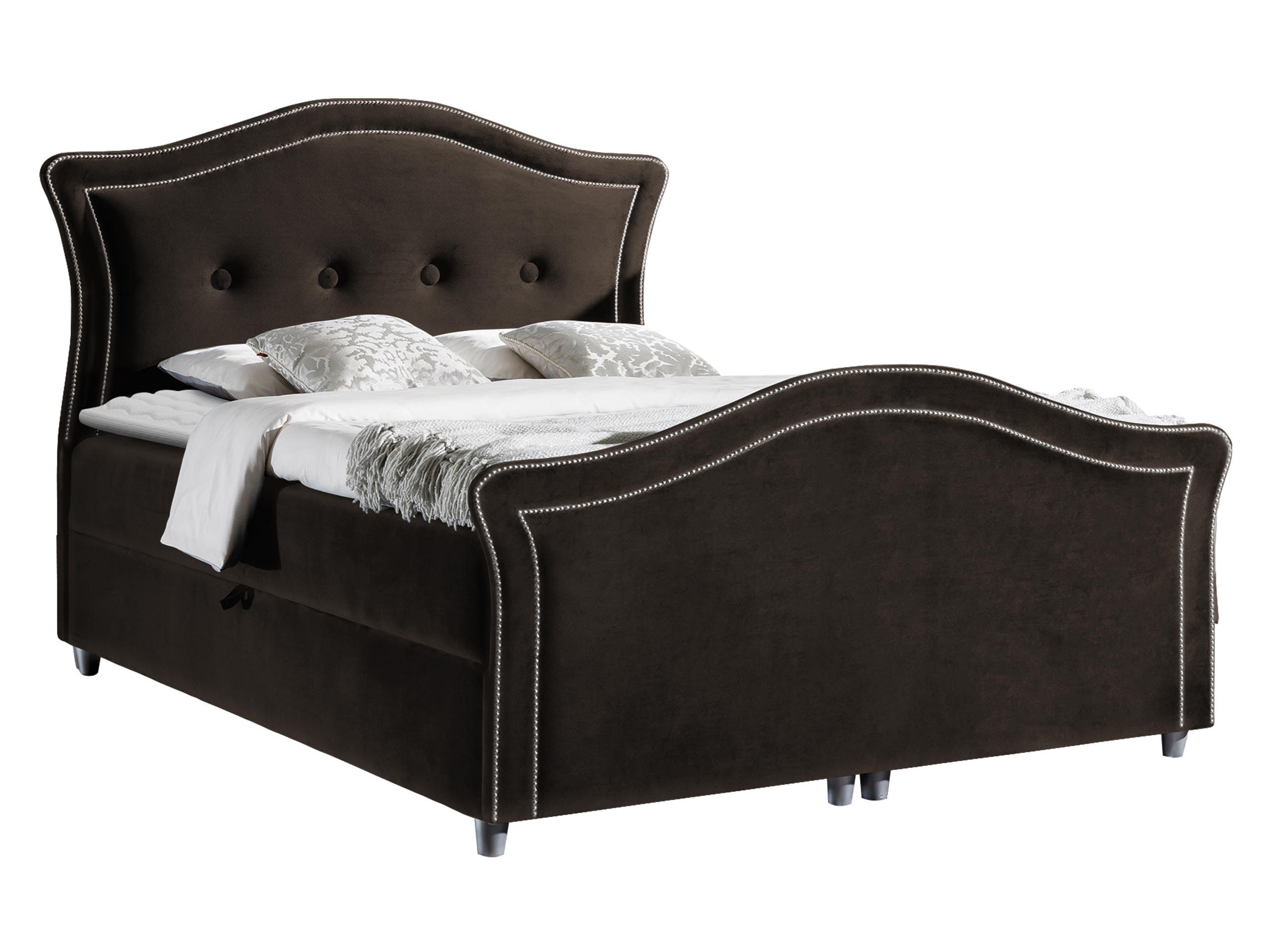 BOXBETT Bedran Lux - H3 - Silberfarben/Braun, Holz (180/200cm) - MIRJAN24
