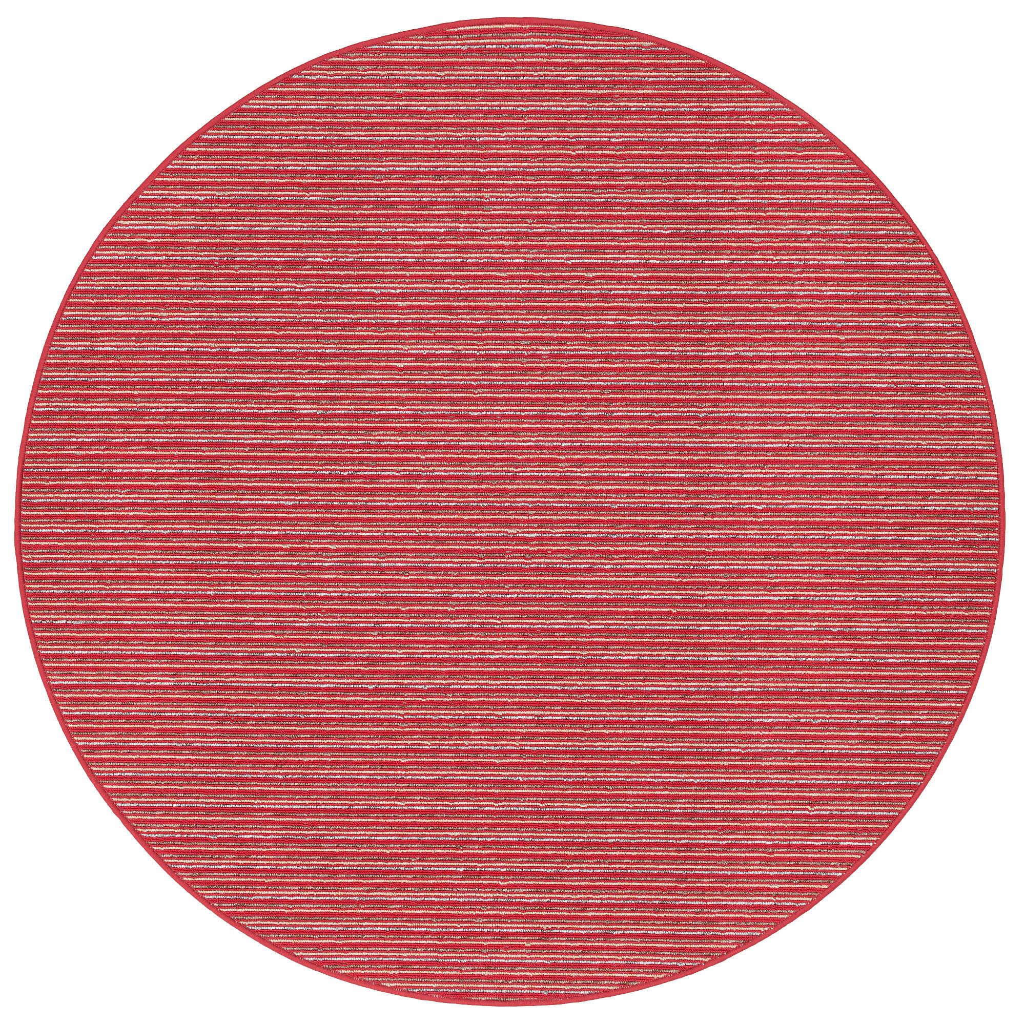 STREIFENBERBER TEPPICH MARTA RUND - Rot, Textil (133/133cm) - Snapstyle