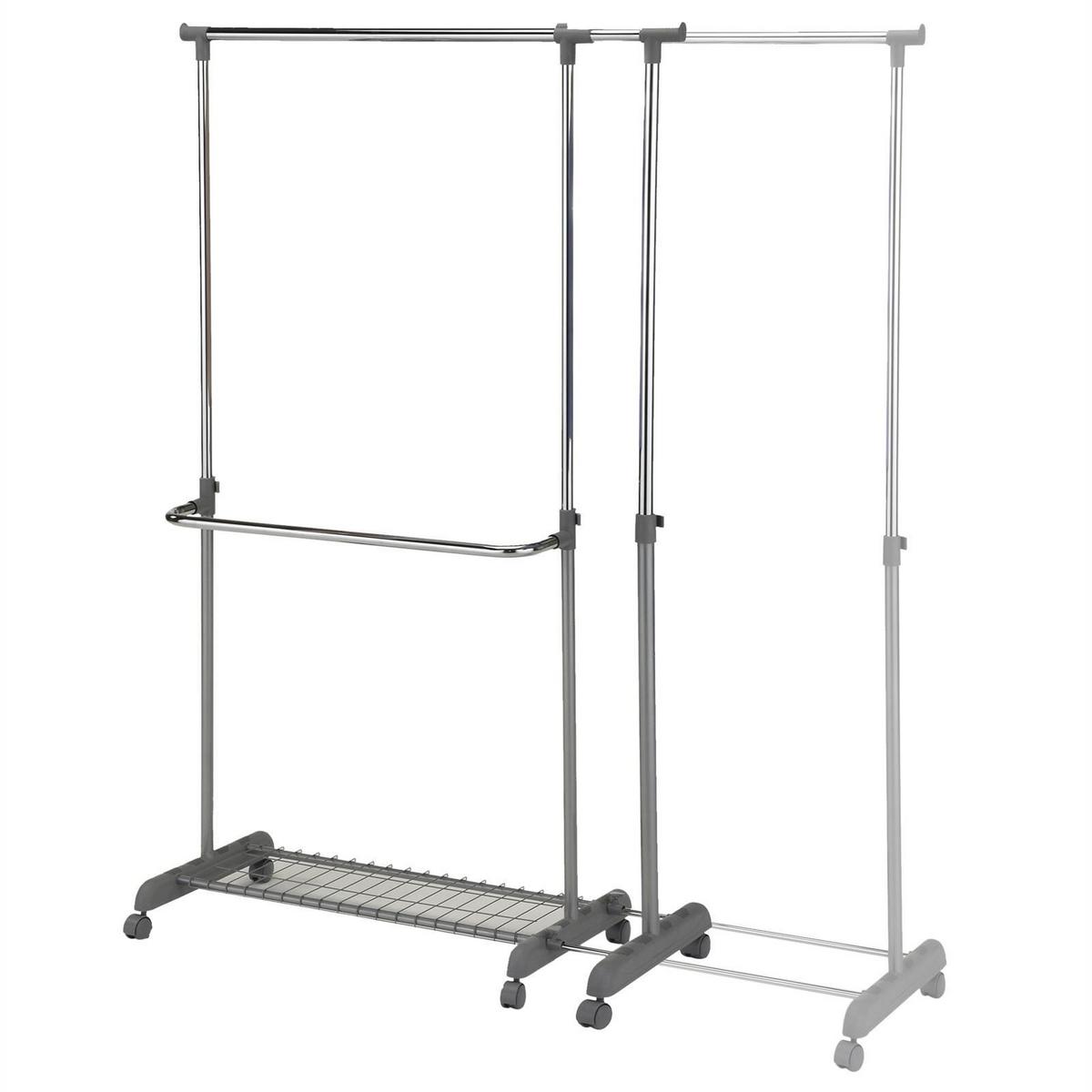 GARDEROBENWAGEN MERAN silber - Silberfarben, Metall (169/160/42cm) - IDIMEX