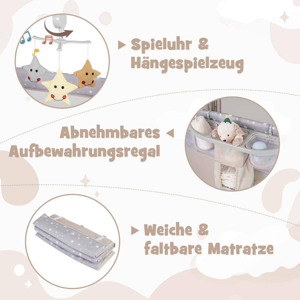 BEISTELLBETT Beige - Beige, Textil - COSTWAY